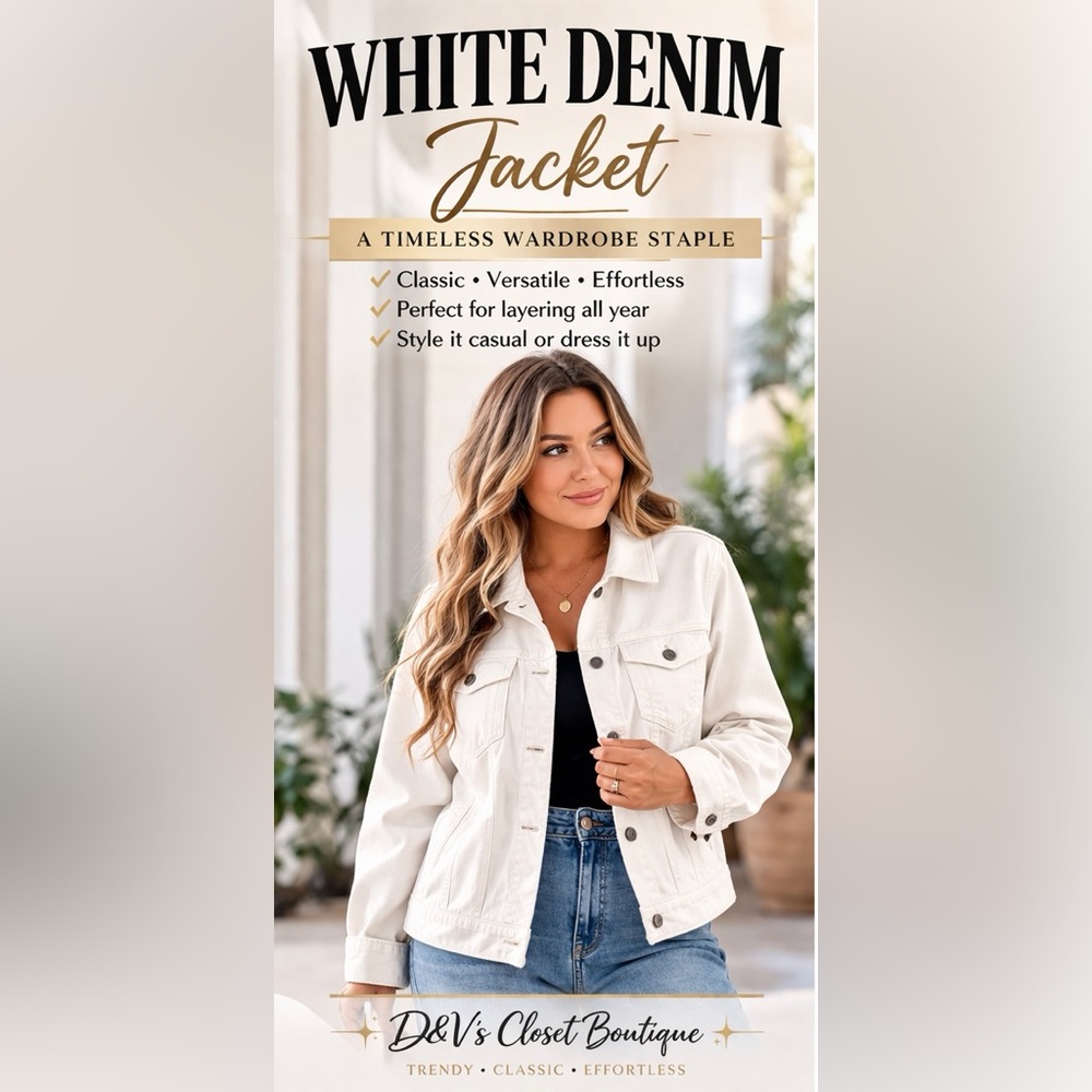 The Limited White Denim Jacket XL Button Front Classic Jean Jacket Women